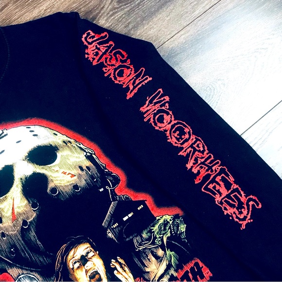 Friday The 13th Jason Voorhees Long Sleeve Halloween T-Shirt Black Size Small - Picture 4 of 6